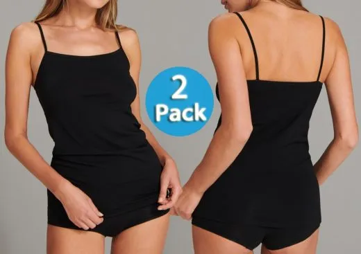 2-Pack Women's Top Vest Schiesser 95/5 - black 2-Pack Women's Top Vest Schiesser 95/5 - black