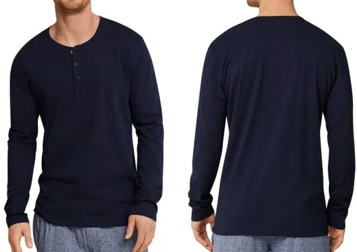 Men's Long Sleeve T-shirt Schiesser Mix & Relax - dark blue Men's Long Sleeve T-shirt Schiesser Mix & Relax - dark blue