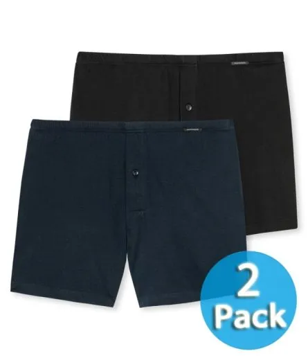 2-Pack Men Schiesser Jersey Boxers - blue and black 2-Pack Men Schiesser Jersey Boxers - blue and black