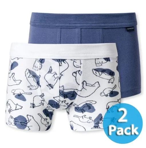 2-Pack of Boys' Boxer Briefs SCHIESSER Original Classics - white and blue 2-Pack of Boys' Boxer Briefs SCHIESSER Original Classics - white and blue