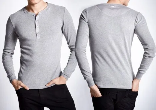 Men's Henley 1/1 Long Sleeve T-Shirt SCHIESSER REVIVAL Karl-Heinz - grey mottled Men's Henley 1/1 Long Sleeve T-Shirt SCHIESSER REVIVAL Karl-Heinz - grey mottled