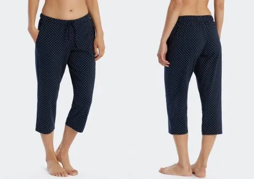 Ladies pants 3/4 long Schiesser Mix & Relax - dark blue dotted Ladies pants 3/4 long Schiesser Mix & Relax - dark blue dotted