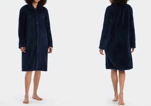 Ladies robe SCHIESSER Essentials - dark blue Ladies robe SCHIESSER Essentials - dark blue