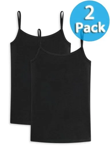2-Pack of Girls' Vest Tops SCHIESSER 95/5 - black 2-Pack of Girls' Vest Tops SCHIESSER 95/5 - black