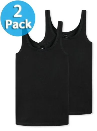 2-Pack of Girls Vest Tops SCHIESSER 95/5 - Black 2-Pack of Girls Vest Tops SCHIESSER 95/5 - Black