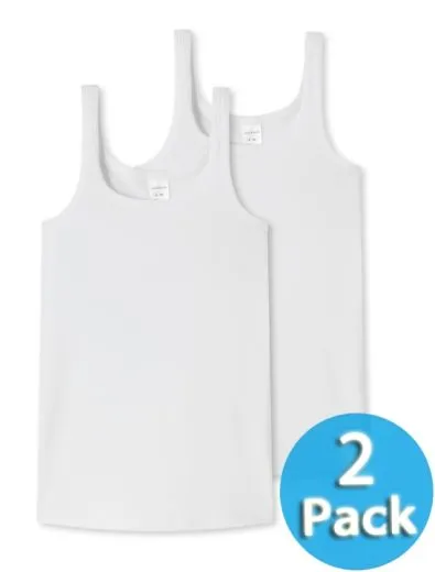 2-Pack of Girls Vest Tops SCHIESSER 95/5 - White 2-Pack of Girls Vest Tops SCHIESSER 95/5 - White