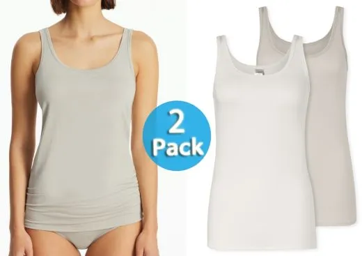 2-Pack Ladies' Vest Tops SCHIESSER Modal Essentials - grey-jacquard and sand 2-Pack Ladies' Vest Tops SCHIESSER Modal Essentials - grey-jacquard and sand