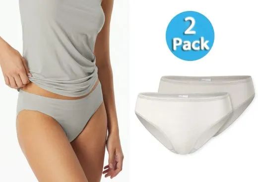 2-Pack Women's Tai Briefs SCHIESSER Modal Essentials - grey-jacquard and sand 2-Pack Women's Tai Briefs SCHIESSER Modal Essentials - grey-jacquard and sand