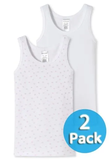 2-Pack of Girls Vest Tops SCHIESSER Original Classics - White -Pink