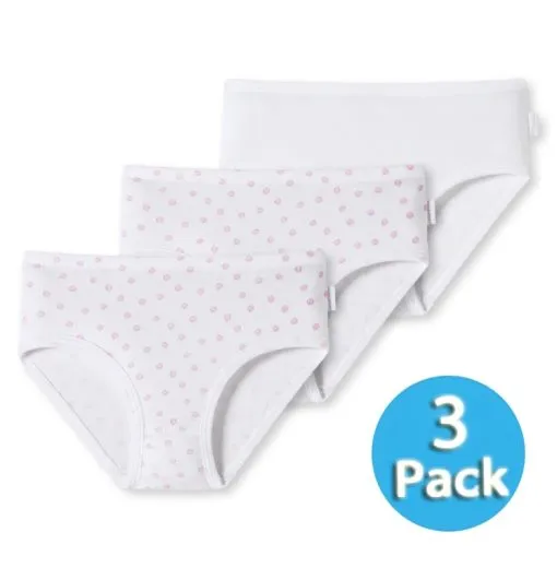 3-Pack Girls' Hipster Briefs SCHIESSER Original Classics -white -pink 3-Pack Girls' Hipster Briefs SCHIESSER Original Classics -white -pink
