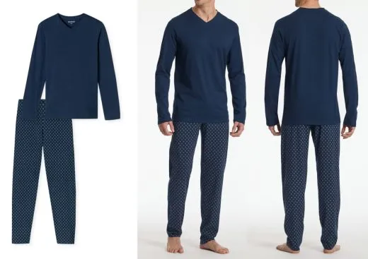 SCHIESSER Men's Pajamas Casual Essentials - admiral blue SCHIESSER Men's Pajamas Casual Essentials - admiral blue