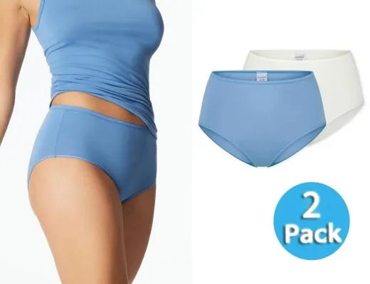 2-Pack SCHIESSER Women's Modal Essentials Midi Briefs - Light Blue/Cream 2-Pack SCHIESSER Women's Modal Essentials Midi Briefs - Light Blue/Cream