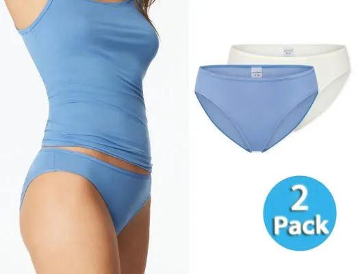 SCHIESSER Women's Modal Essentials Tai Briefs 2-Pack - Light Blue/Cream SCHIESSER Women's Modal Essentials Tai Briefs 2-Pack - Light Blue/Cream