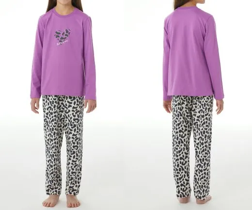 SCHIESSER Girls' Long Pyjama Set Nightwear Animal Print - Red SCHIESSER Girls' Long Pyjama Set Nightwear Animal Print - Red