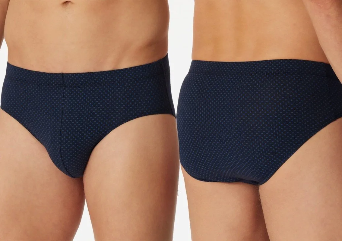Men's Mini Briefs SCHIESSER Cotton Casuals - dark blue dotted Men's Mini Briefs SCHIESSER Cotton Casuals - dark blue dotted