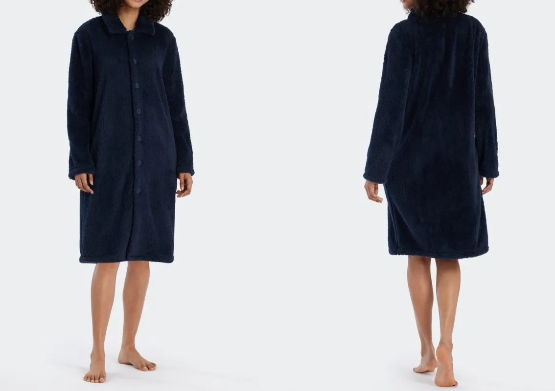 Damen Morgenmantel SCHIESSER Essentials - dunkelblau Damen Morgenmantel SCHIESSER Essentials - dunkelblau