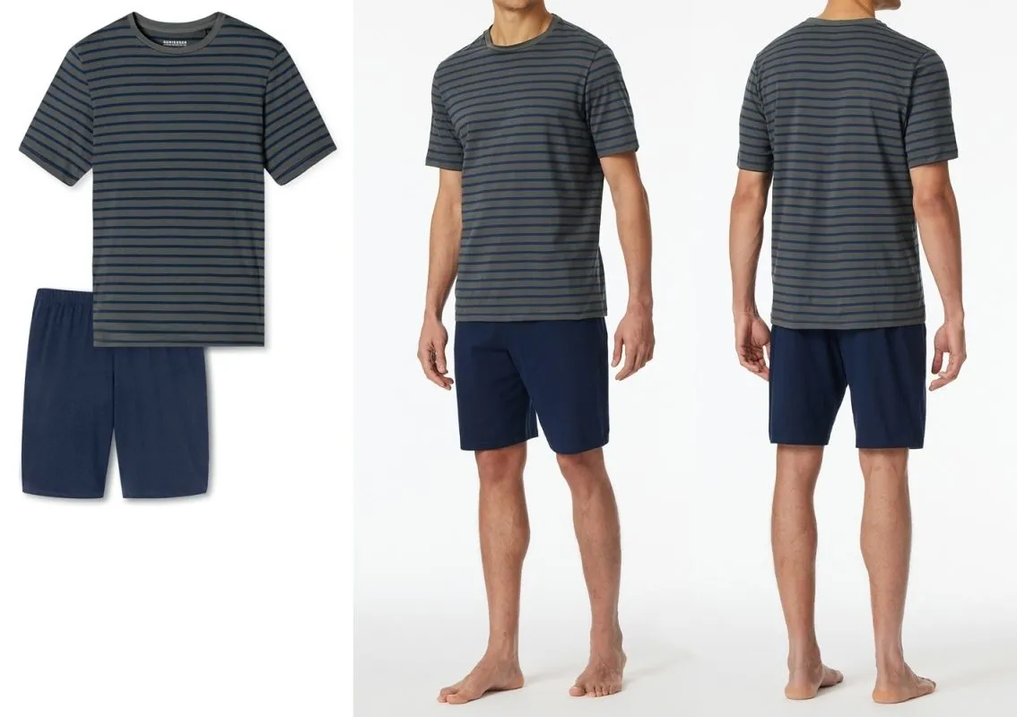 SCHIESSER Herren Schlafanzug Kurz Casual Essentials - anthrazit SCHIESSER Herren Schlafanzug Kurz Casual Essentials - anthrazit