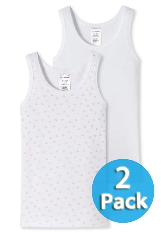 2-Pack of Girls Vest Tops SCHIESSER Original Classics - White -Pink 2-Pack of Girls Vest Tops SCHIESSER Original Classics - White -Pink
