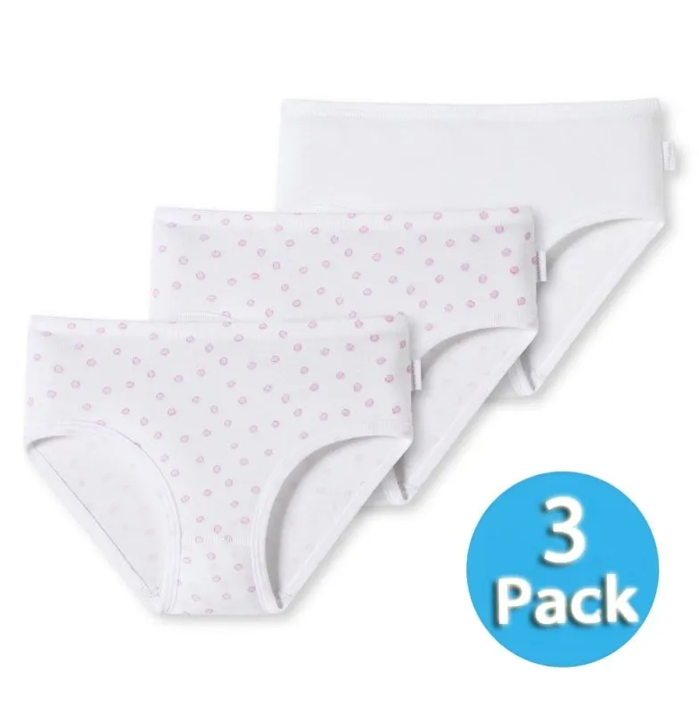 3-Pack Girls' Hipster Briefs SCHIESSER Original Classics -white -pink 3-Pack Girls' Hipster Briefs SCHIESSER Original Classics -white -pink