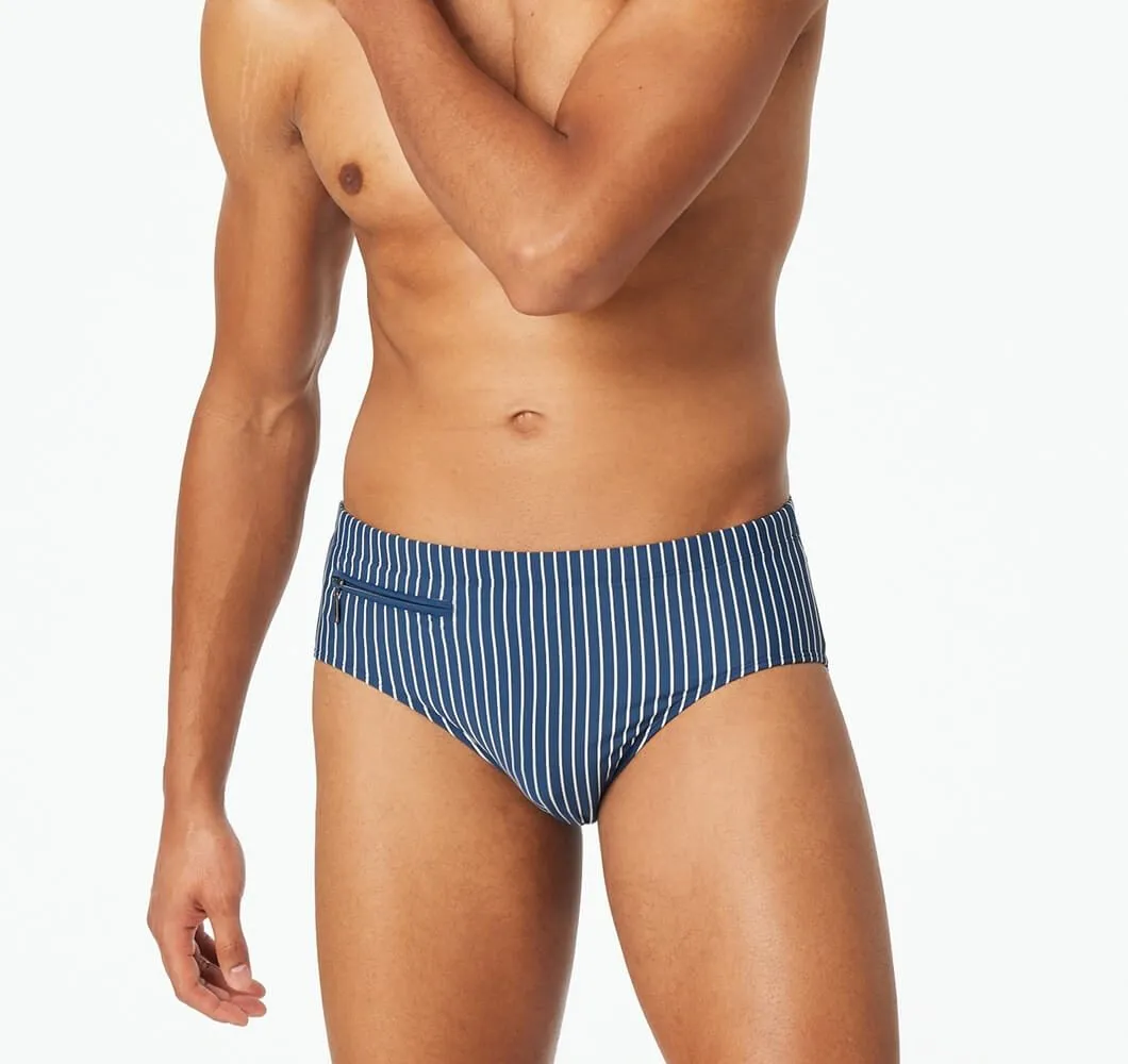 SCHIESSER Herren Badehose Aqua mit Reißverschlusstasche - Blau-Weiß Gestreift SCHIESSER Herren Badehose Aqua mit Reißverschlusstasche - Blau-Weiß Gestreift
