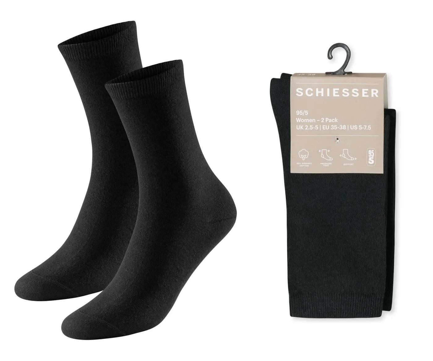SCHIESSER Damen Socken Original Classics im Doppelpack - Schwarz