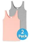 2-Pack of Girls' Vest Top 0/0 Schiesser 95/5 - pink and gray