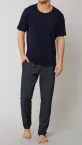 Schiesser Herren Loungehose Lang Mix & Relax - dunkelblau gemustert – Ansicht 2