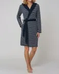 Damen Bademantel mit Kapuze SCHIESSER Selected Premium - nachtblau – Ansicht 2