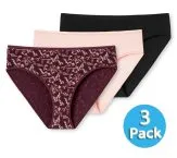 3er-Pack Damen Slip SCHIESSER Cotton Essentials - schwarz zartrosa und burgund