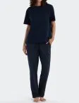 Damen T-Shirt SCHIESSER Mix & Relax - dunkelblau – Ansicht 2
