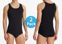 2-Pack Men's Vest Tops SCHIESSER Original Fine Rib - black