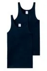 2-pack Men's Vest Tops SCHIESSER Cotton Essentials Fine Rib - navy blue
