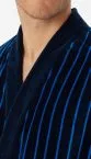 Herren Bademantel SCHIESSER Softvelours Essentials - dunkelblau gestreift – Ansicht 3