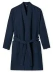 Men's Bathrobe SCHIESSER Essentials Waffle Piqué Look - dark blue – view 3