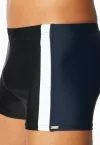 Schwarze SCHIESSER Herren-Badehose aus der Aqua Kollektion mit Bein, Kontraststreifen, Kordelbund und komfortablem Innenfutter.