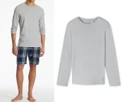SCHIESSER Men's Long-Sleeve Round-Neck Shirt Mix+Relax - Grey