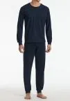SCHIESSER Herren Schlafanzug lang Comfort Essentials - Dunkelblau – Ansicht 2