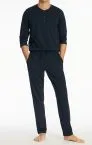 SCHIESSER Men's Long Pyjama Pants Mix+Relax - Dark blue – view 3