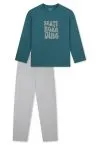 SCHIESSER Jungen Schlafanzug lang Nightwear - Tiefseegrün/Graumelange – Ansicht 2