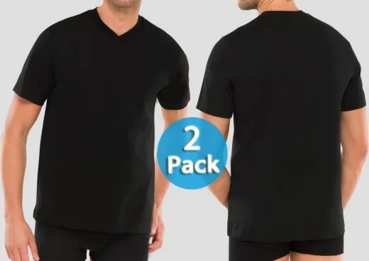 Schiesser American V-Shirt 1/2 Doppelpack - schwarz Schiesser American V-Shirt 1/2 Doppelpack - schwarz