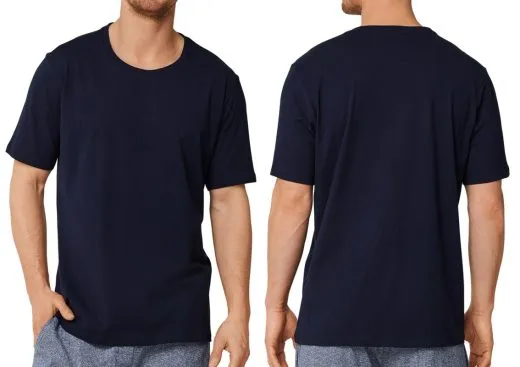 Herren Kurzarm Shirt SCHIESSER Mix & Relax - dunkelblau Herren Kurzarm Shirt SCHIESSER Mix & Relax - dunkelblau