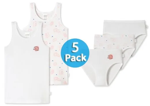 SCHIESSER Unterwäsche Set 5er Pack Mädchen Slips und Shirts - weiß SCHIESSER Unterwäsche Set 5er Pack Mädchen Slips und Shirts - weiß