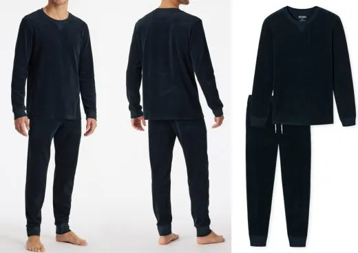 Langer Männer Schlafanzug SCHIESSER Warming Nightwear - nachtblau Langer Männer Schlafanzug SCHIESSER Warming Nightwear - nachtblau