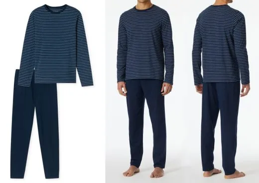 SCHIESSER Herren Schlafanzug Casual Essentials - blau SCHIESSER Herren Schlafanzug Casual Essentials - blau