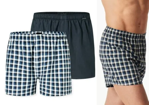 2er Pack Herren Boxershorts SCHIESSER Multipacks - blau-weiß + dunkelblau 2er Pack Herren Boxershorts SCHIESSER Multipacks - blau-weiß + dunkelblau