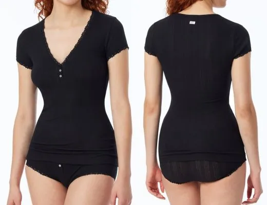 Damen Shirt kurzarm SCHIESSER Revival Agathe - schwarz Damen Shirt kurzarm SCHIESSER Revival Agathe - schwarz