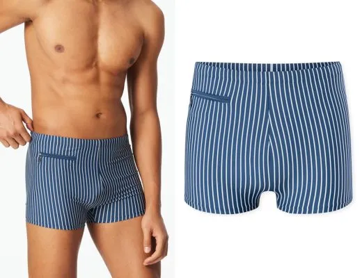 SCHIESSER Herren Badehose Aqua mit Bein und Reißverschlusstasche - Blau-Weiß SCHIESSER Herren Badehose Aqua mit Bein und Reißverschlusstasche - Blau-Weiß