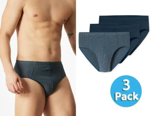 3er-Pack SCHIESSER Herren Supermini-Slips 95/5 - Dunkelblau/Grün-Blau Gestreift 3er-Pack SCHIESSER Herren Supermini-Slips 95/5 - Dunkelblau/Grün-Blau Gestreift
