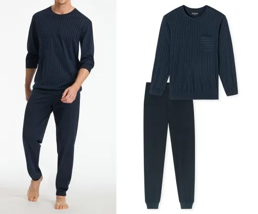 SCHIESSER Herren Schlafanzug lang Comfort Essentials - Dunkelblau SCHIESSER Herren Schlafanzug lang Comfort Essentials - Dunkelblau