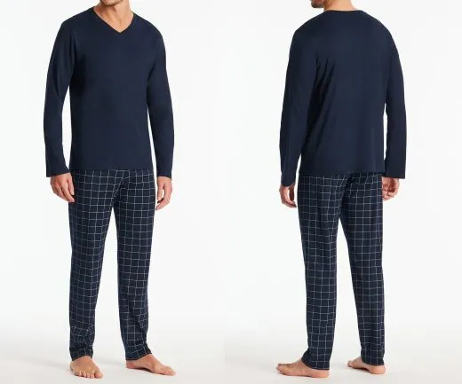 SCHIESSER Herren Schlafanzug lang Fine Interlock - Nachtblau SCHIESSER Herren Schlafanzug lang Fine Interlock - Nachtblau
